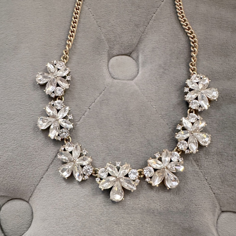 JCrew Clear Rhinestone Adjustable Vintage Inspired Necklace